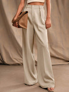 Women's High Waist Wide Leg Drape Pants Loose Flowing Polyester Casual Formal Everyday Trousers – Multicolor