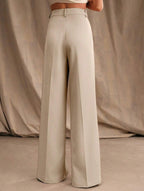 Women's High Waist Wide Leg Drape Pants Loose Flowing Polyester Casual Formal Everyday Trousers – Multicolor
