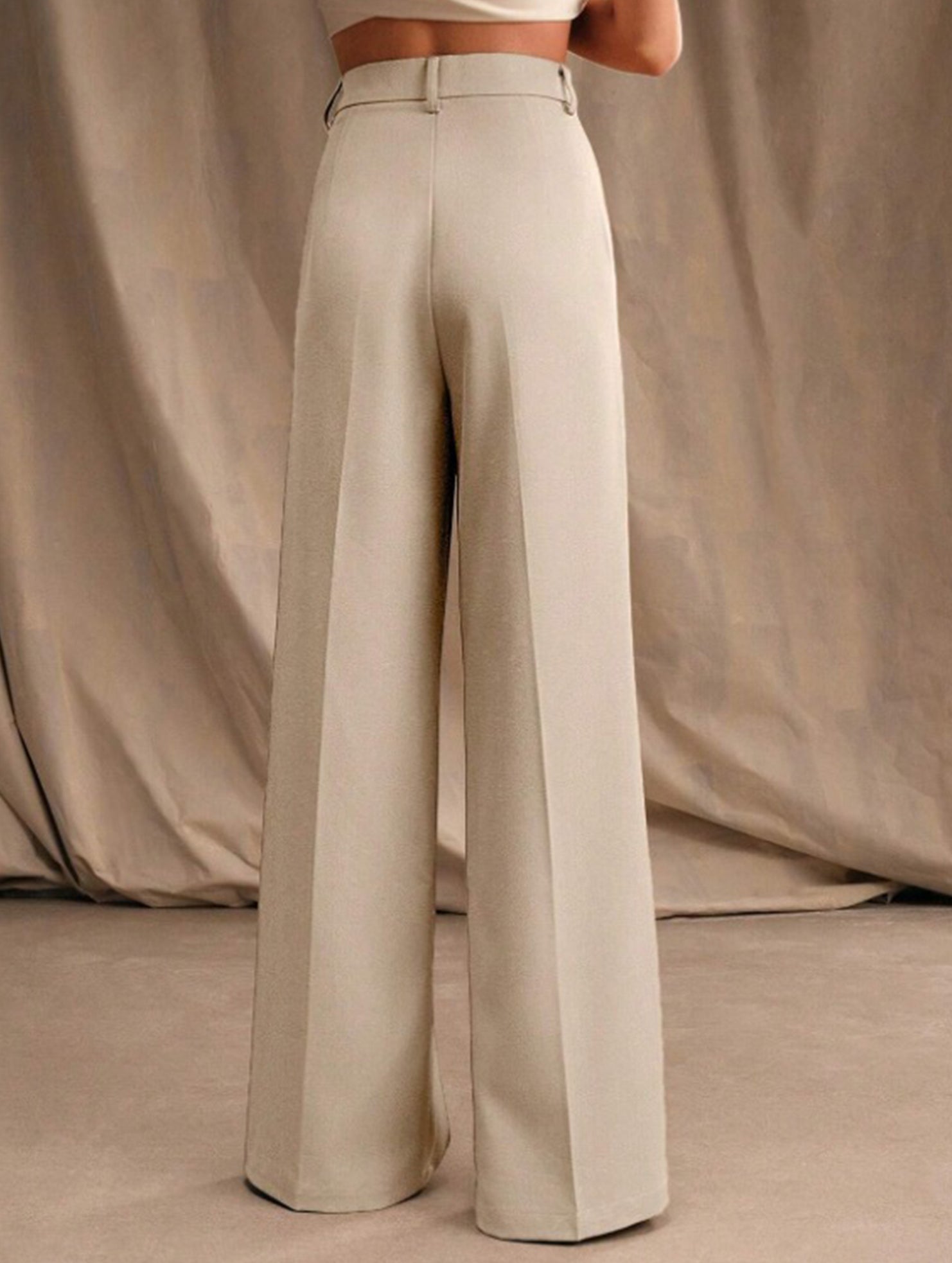 Women's High Waist Wide Leg Drape Pants Loose Flowing Polyester Casual Formal Everyday Trousers – Multicolor