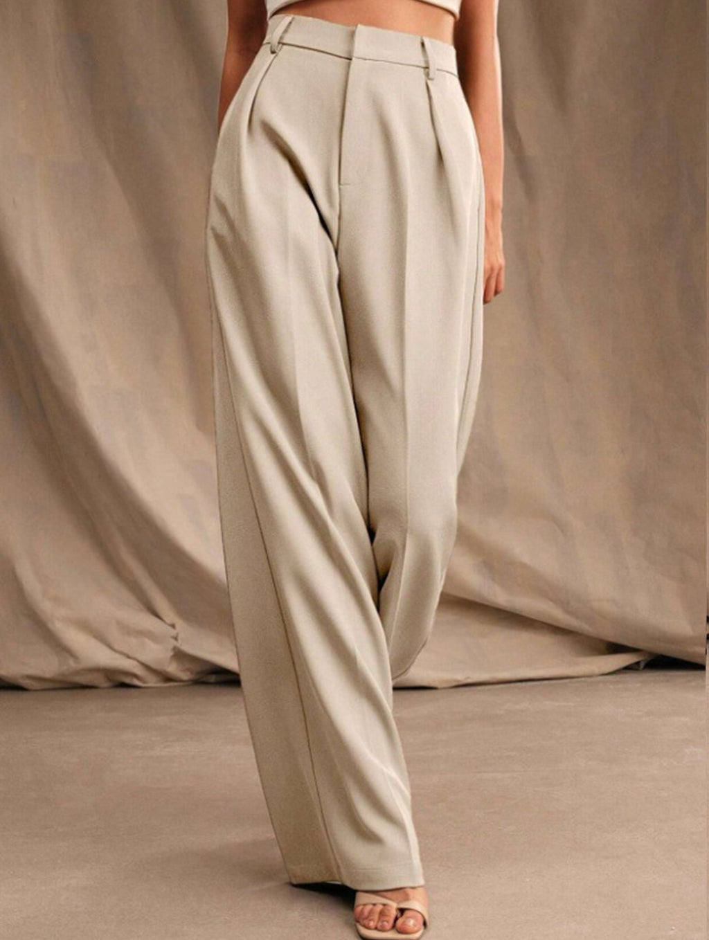 Women's High Waist Wide Leg Drape Pants Loose Flowing Polyester Casual Formal Everyday Trousers – Multicolor