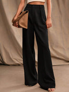 Women's High Waist Wide Leg Drape Pants Loose Flowing Polyester Casual Formal Everyday Trousers – Multicolor