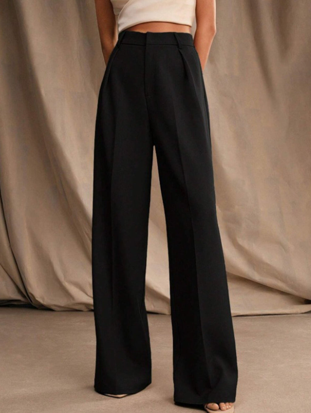 Women's High Waist Wide Leg Drape Pants Loose Flowing Polyester Casual Formal Everyday Trousers – Multicolor