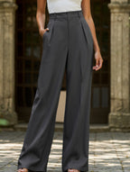 Women's High Waist Wide Leg Drape Pants Loose Flowing Polyester Casual Formal Everyday Trousers – Multicolor