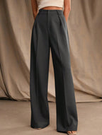 Women's High Waist Wide Leg Drape Pants Loose Flowing Polyester Casual Formal Everyday Trousers – Multicolor