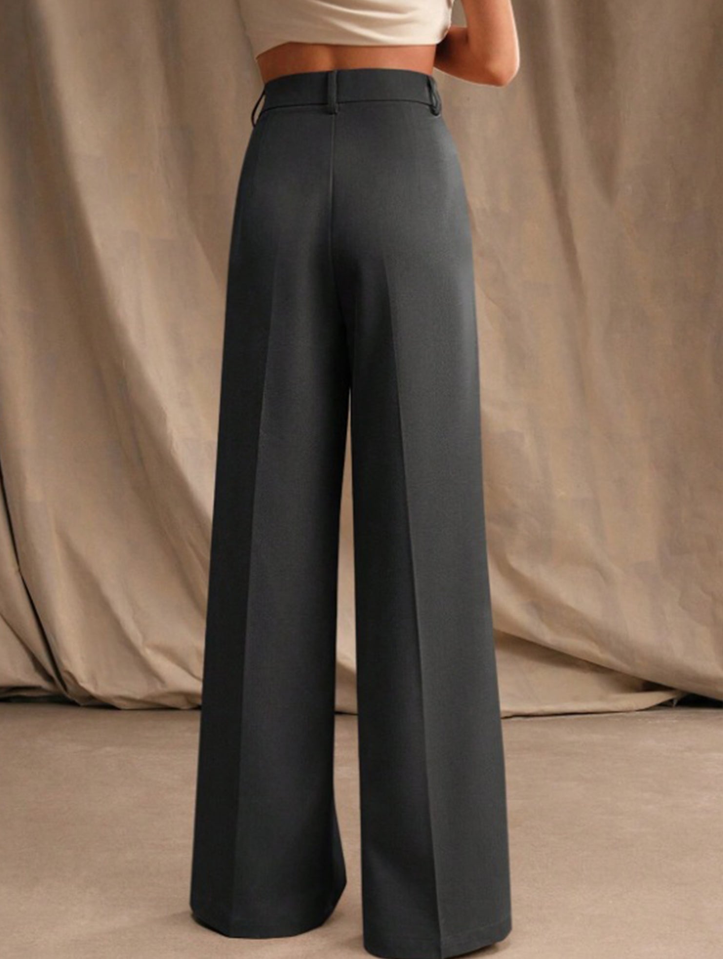 Women's High Waist Wide Leg Drape Pants Loose Flowing Polyester Casual Formal Everyday Trousers – Multicolor