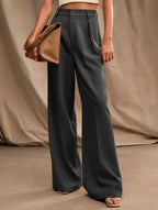 Women's High Waist Wide Leg Drape Pants Loose Flowing Polyester Casual Formal Everyday Trousers – Multicolor