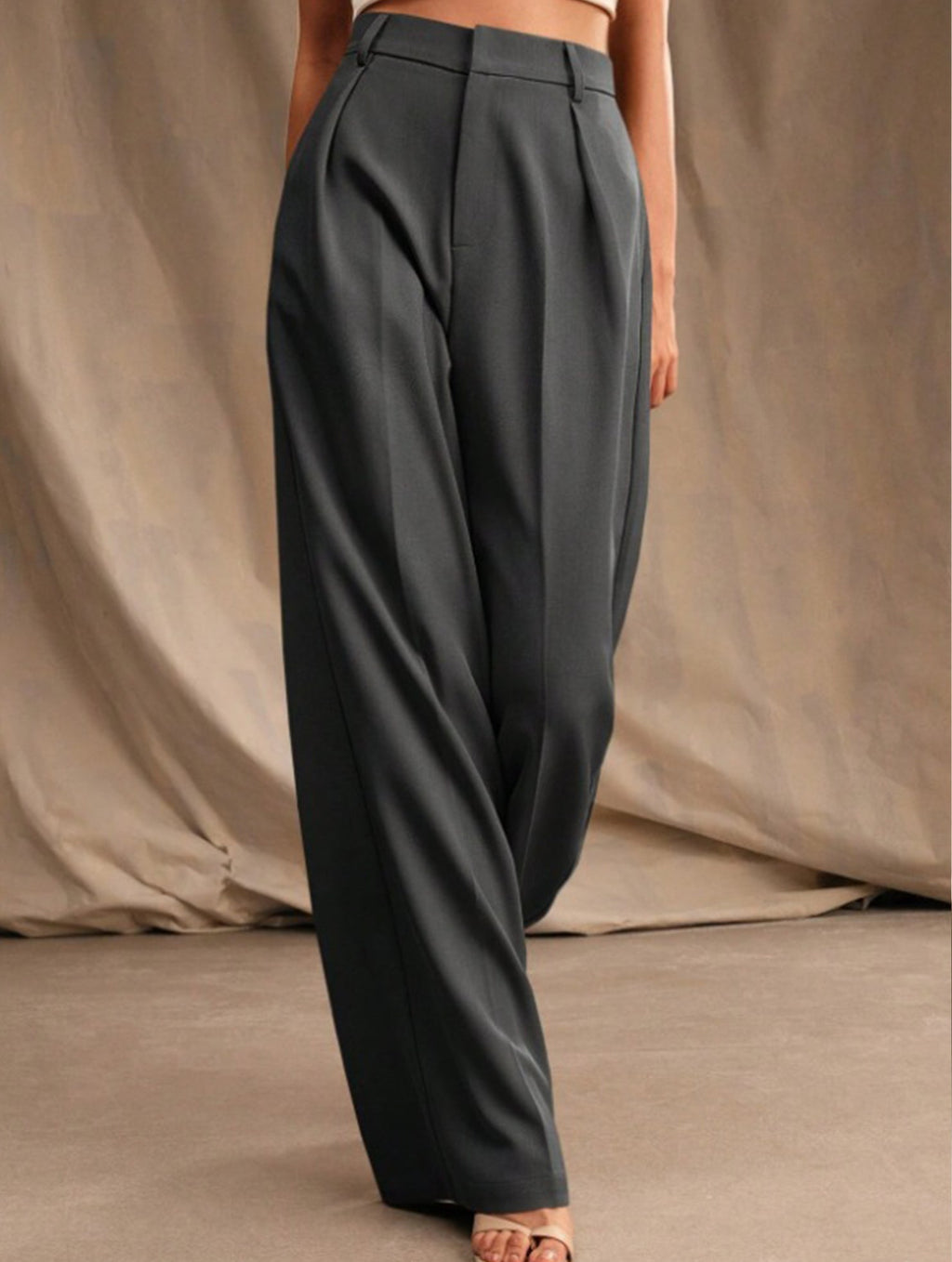 Women's High Waist Wide Leg Drape Pants Loose Flowing Polyester Casual Formal Everyday Trousers – Multicolor