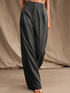 Women's High Waist Wide Leg Drape Pants Loose Flowing Polyester Casual Formal Everyday Trousers – Multicolor