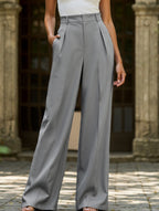 Women's High Waist Wide Leg Drape Pants Loose Flowing Polyester Casual Formal Everyday Trousers – Multicolor