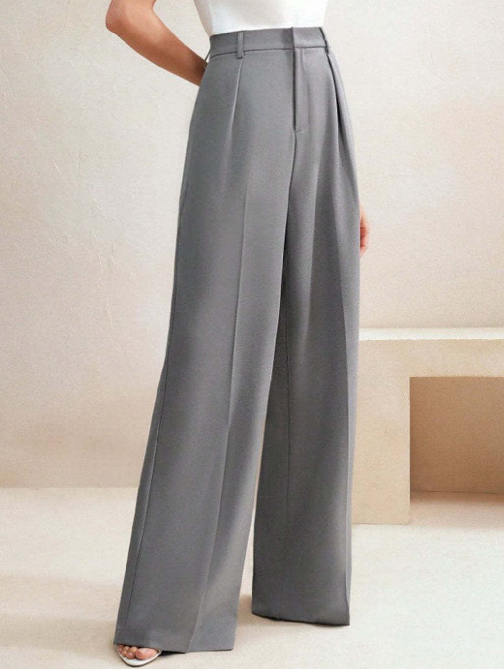 Women's High Waist Wide Leg Drape Pants Loose Flowing Polyester Casual Formal Everyday Trousers – Multicolor