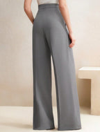 Women's High Waist Wide Leg Drape Pants Loose Flowing Polyester Casual Formal Everyday Trousers – Multicolor