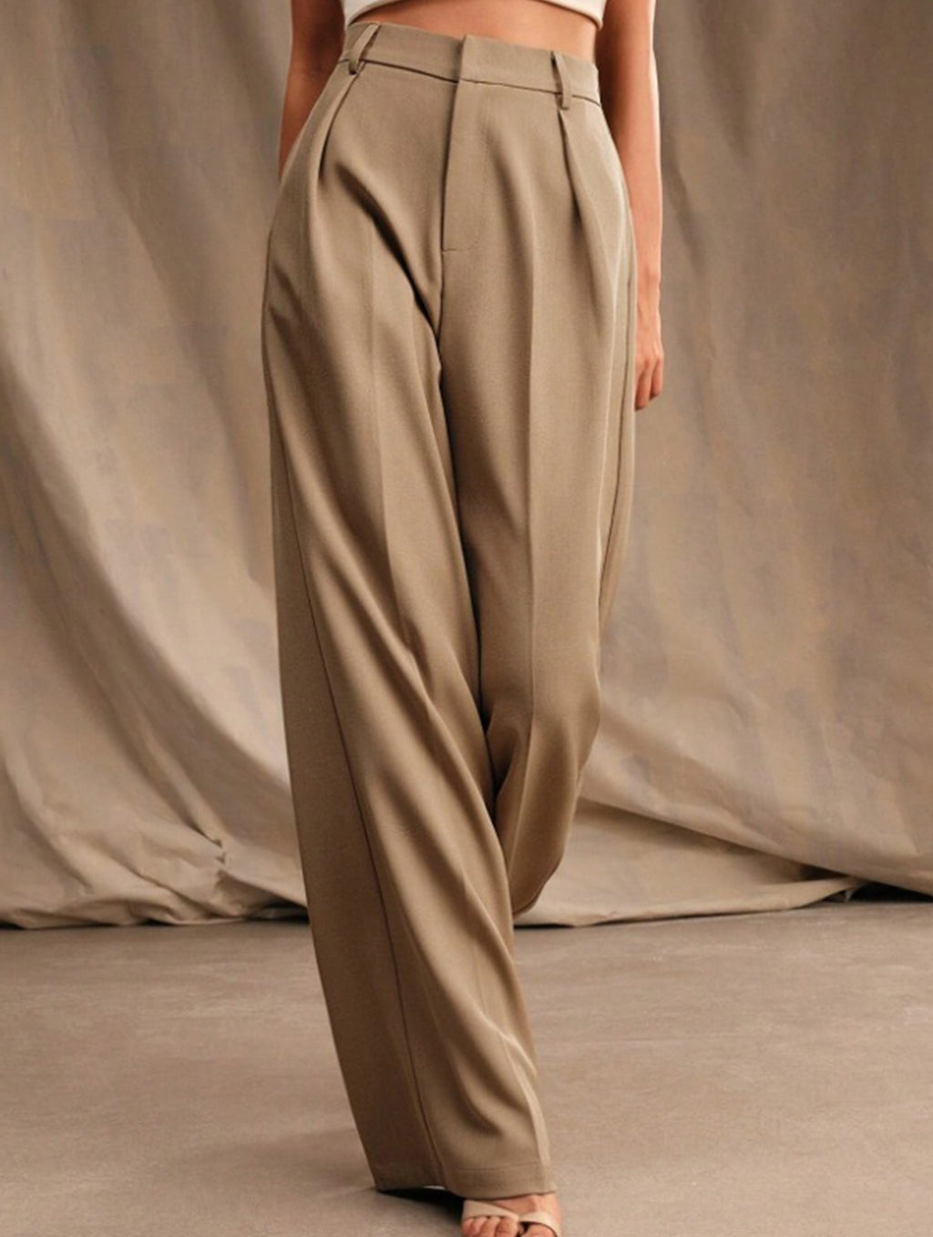 Women's High Waist Wide Leg Drape Pants Loose Flowing Polyester Casual Formal Everyday Trousers – Multicolor
