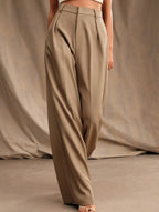 Women's High Waist Wide Leg Drape Pants Loose Flowing Polyester Casual Formal Everyday Trousers – Multicolor