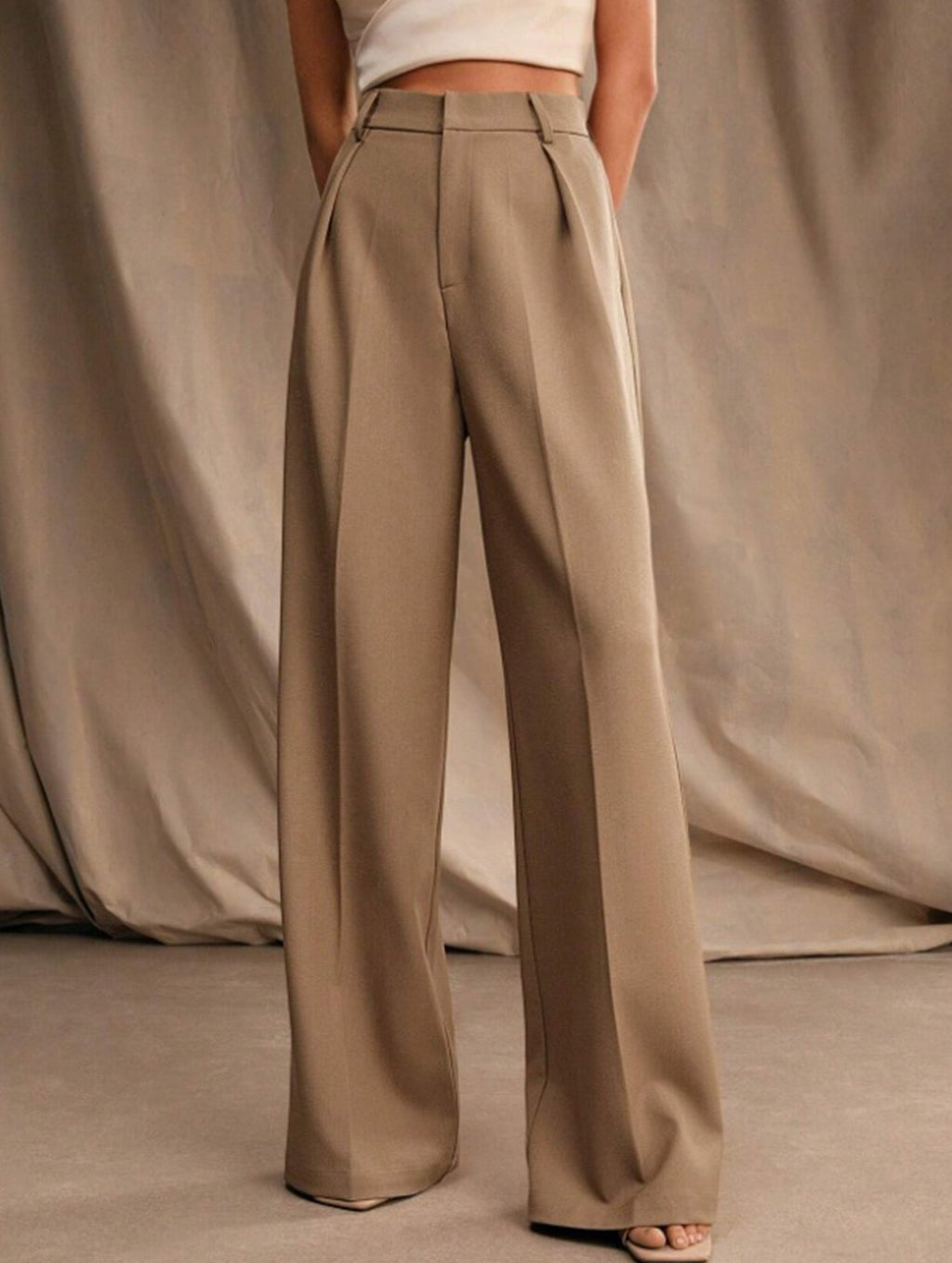 Women's High Waist Wide Leg Drape Pants Loose Flowing Polyester Casual Formal Everyday Trousers – Multicolor