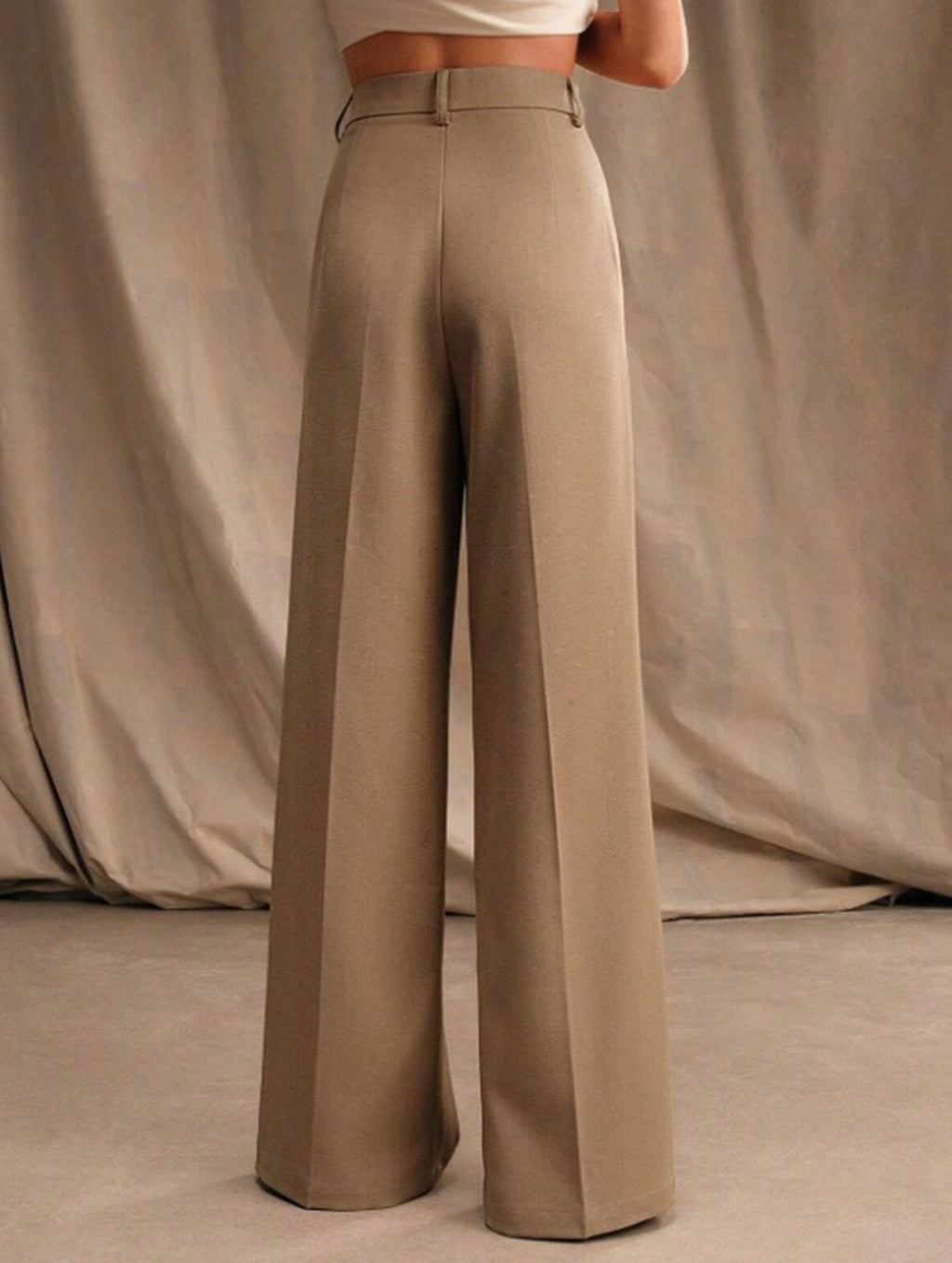Women's High Waist Wide Leg Drape Pants Loose Flowing Polyester Casual Formal Everyday Trousers – Multicolor