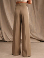 Women's High Waist Wide Leg Drape Pants Loose Flowing Polyester Casual Formal Everyday Trousers – Multicolor