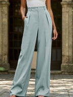 Women's High Waist Wide Leg Drape Pants Loose Flowing Polyester Casual Formal Everyday Trousers – Multicolor