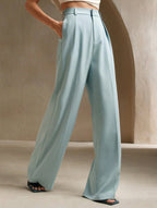Women's High Waist Wide Leg Drape Pants Loose Flowing Polyester Casual Formal Everyday Trousers – Multicolor