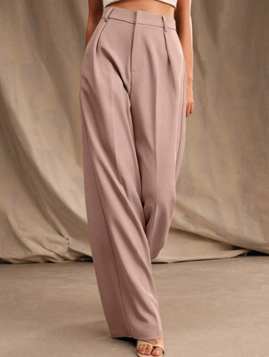 Women's High Waist Wide Leg Drape Pants Loose Flowing Polyester Casual Formal Everyday Trousers – Multicolor