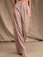 Women's High Waist Wide Leg Drape Pants Loose Flowing Polyester Casual Formal Everyday Trousers – Multicolor