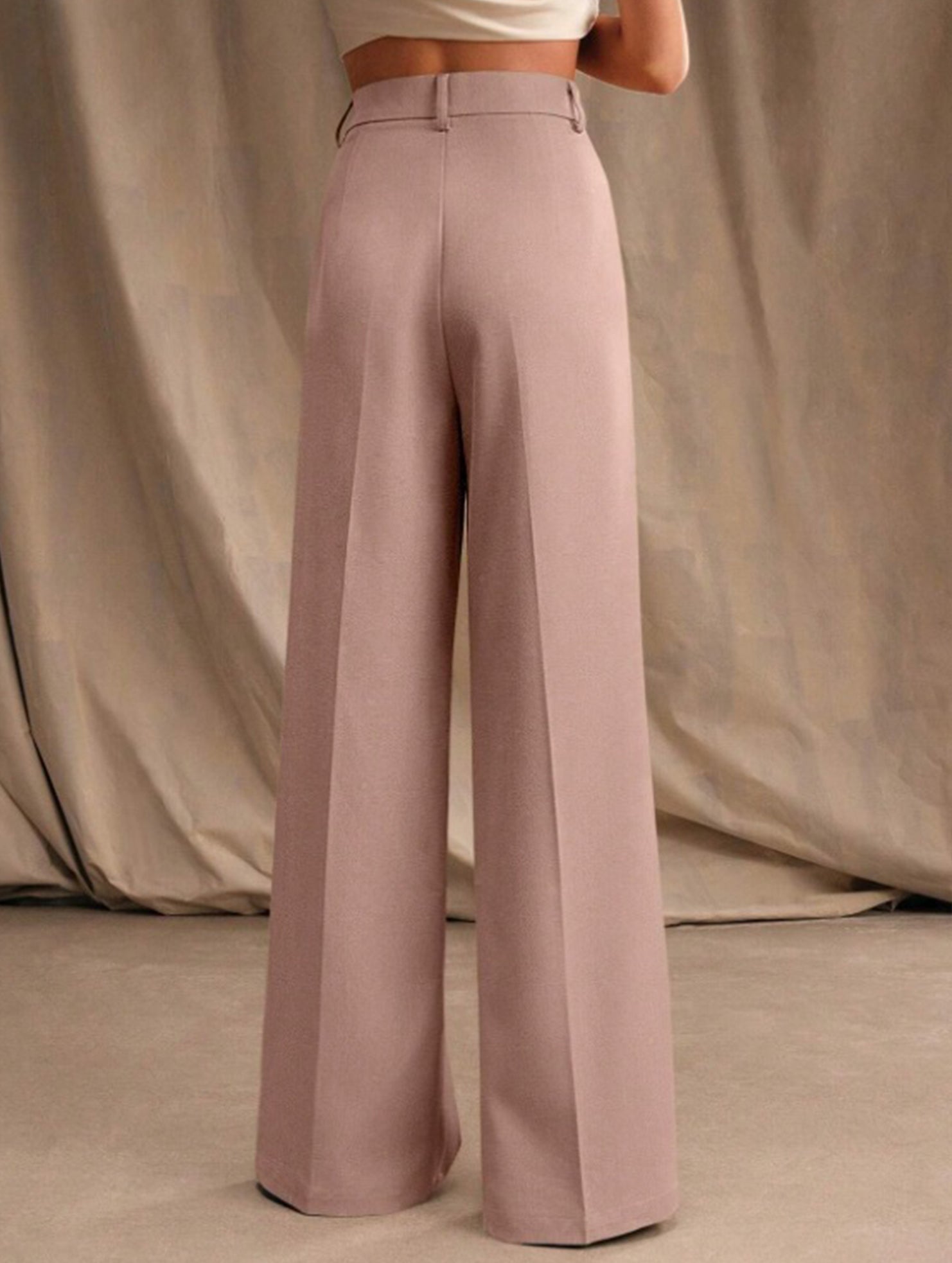 Women's High Waist Wide Leg Drape Pants Loose Flowing Polyester Casual Formal Everyday Trousers – Multicolor