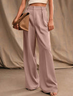 Women's High Waist Wide Leg Drape Pants Loose Flowing Polyester Casual Formal Everyday Trousers – Multicolor
