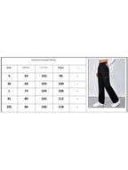 Women's High-Waisted Loose Straight-Leg Pants Casual Work Office Formal Everyday Floor-Length Trousers – Navy