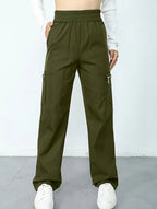 Women's High-Waisted Loose Straight-Leg Pants Casual Work Office Formal Everyday Floor-Length Trousers – Navy