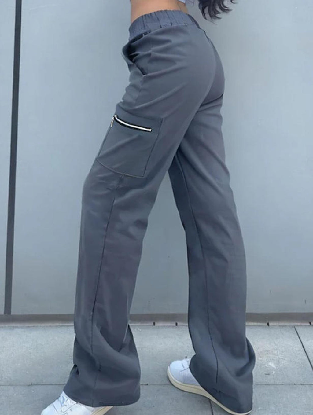 Women's High-Waisted Loose Straight-Leg Pants Casual Work Office Formal Everyday Floor-Length Trousers – Navy
