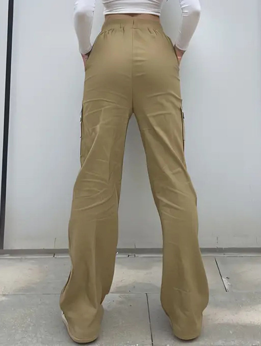 Women's High-Waisted Loose Straight-Leg Pants Casual Work Office Formal Everyday Floor-Length Trousers – Navy