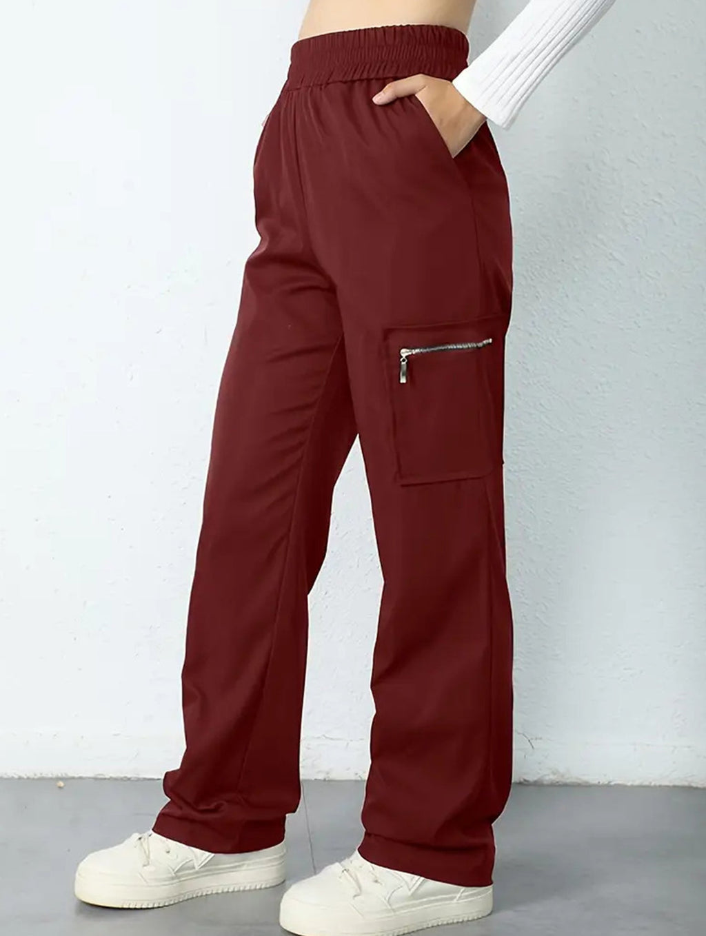 Women's High-Waisted Loose Straight-Leg Pants Casual Work Office Formal Everyday Floor-Length Trousers – Navy