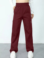 Women's High-Waisted Loose Straight-Leg Pants Casual Work Office Formal Everyday Floor-Length Trousers – Navy