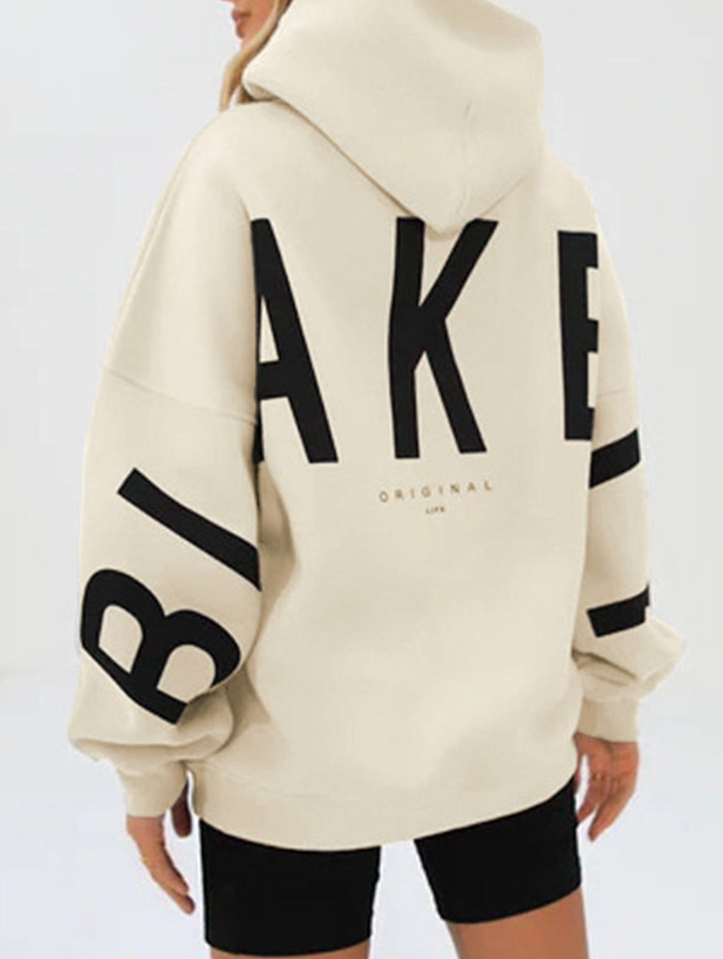 Women's Oversized Graphic Letter Hoodie Casual Streetwear Everyday Cozy Loose Fit Pullover Sweatshirt – Blue Grey
