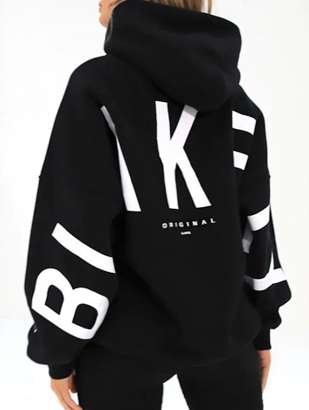 Women's Oversized Graphic Letter Hoodie Casual Streetwear Everyday Cozy Loose Fit Pullover Sweatshirt – Blue Grey