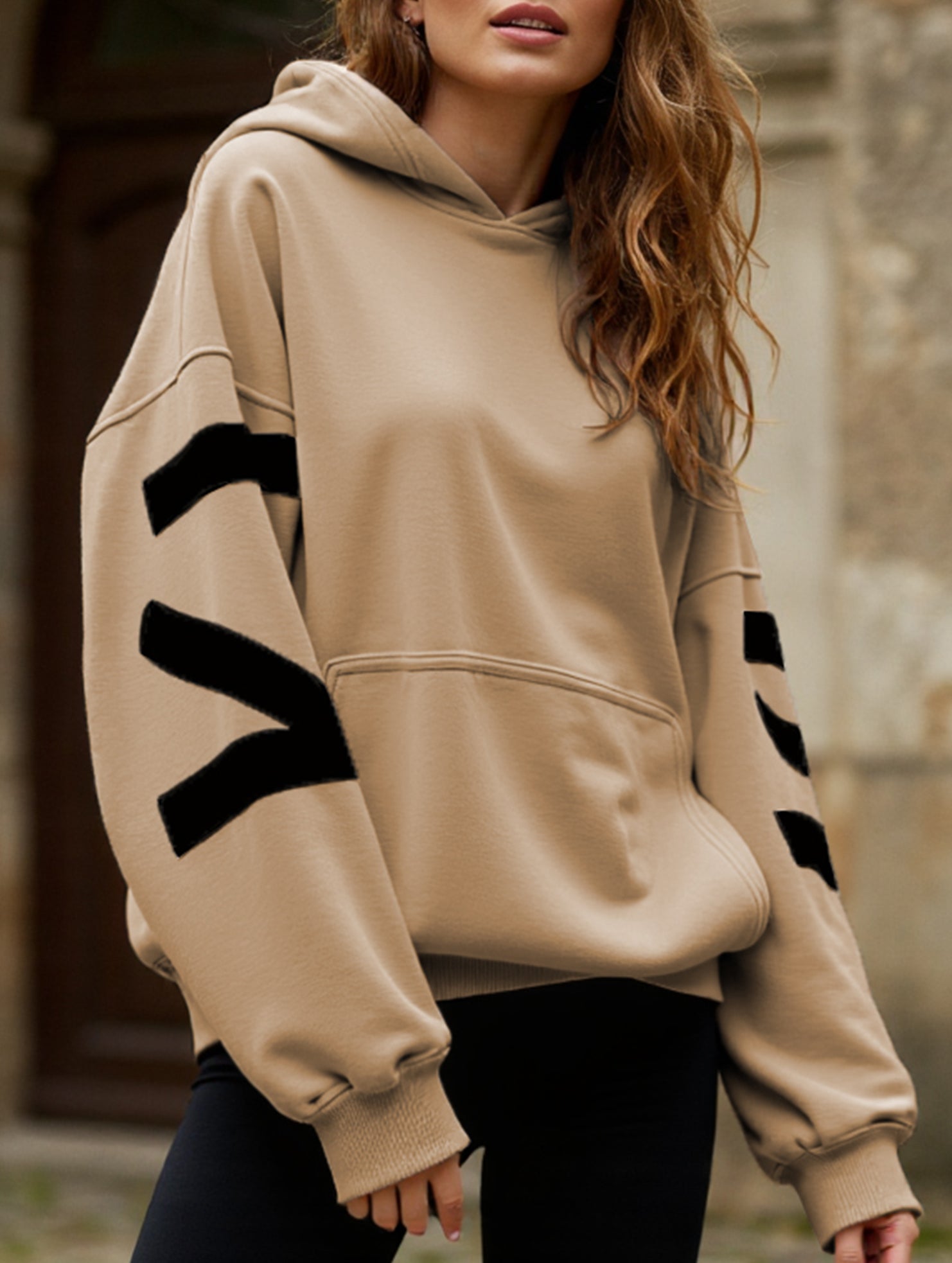 Women's Oversized Graphic Letter Hoodie Casual Streetwear Everyday Cozy Loose Fit Pullover Sweatshirt – Blue Grey