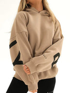 Women's Oversized Graphic Letter Hoodie Casual Streetwear Everyday Cozy Loose Fit Pullover Sweatshirt – Blue Grey