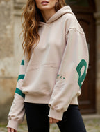 Women's Oversized Graphic Letter Hoodie Casual Streetwear Everyday Cozy Loose Fit Pullover Sweatshirt – Blue Grey