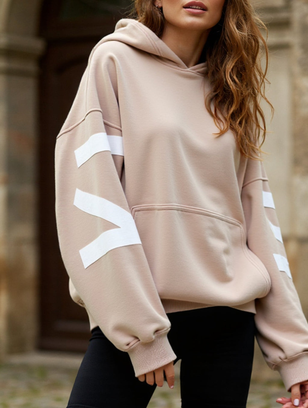 Women's Oversized Graphic Letter Hoodie Casual Streetwear Everyday Cozy Loose Fit Pullover Sweatshirt – Blue Grey