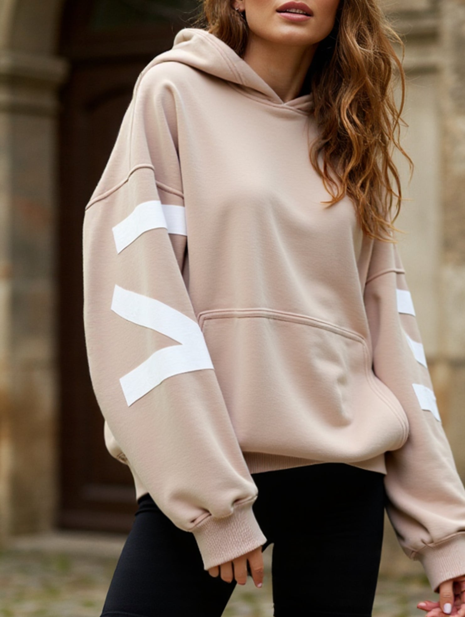 Women's Oversized Graphic Letter Hoodie Casual Streetwear Everyday Cozy Loose Fit Pullover Sweatshirt – Blue Grey