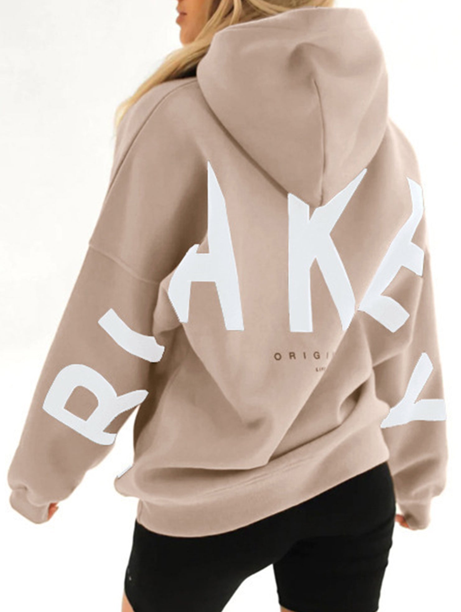 Women's Oversized Graphic Letter Hoodie Casual Streetwear Everyday Cozy Loose Fit Pullover Sweatshirt – Blue Grey