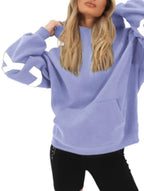 Women's Oversized Graphic Letter Hoodie Casual Streetwear Everyday Cozy Loose Fit Pullover Sweatshirt – Blue Grey