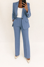 Women's Two-Piece Suit Tailored Blazer Wide-Leg Pants Elegant Relaxed Fit Casual Formal – Julie