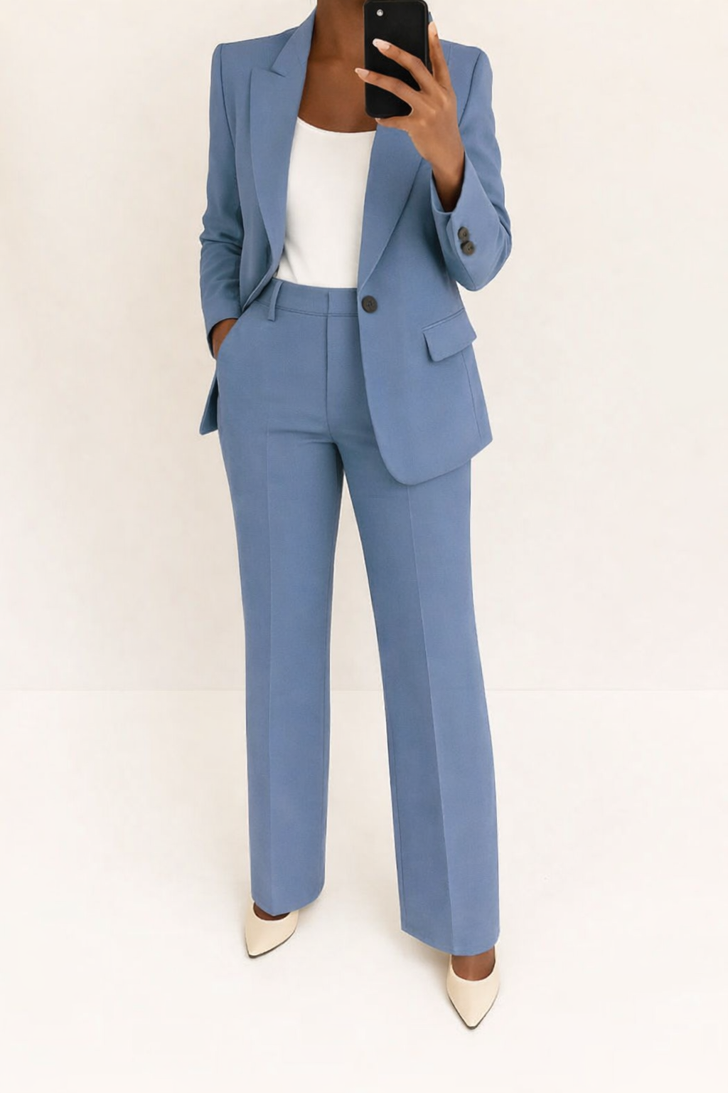 Women's Two-Piece Suit Tailored Blazer Wide-Leg Pants Elegant Relaxed Fit Casual Formal – Julie