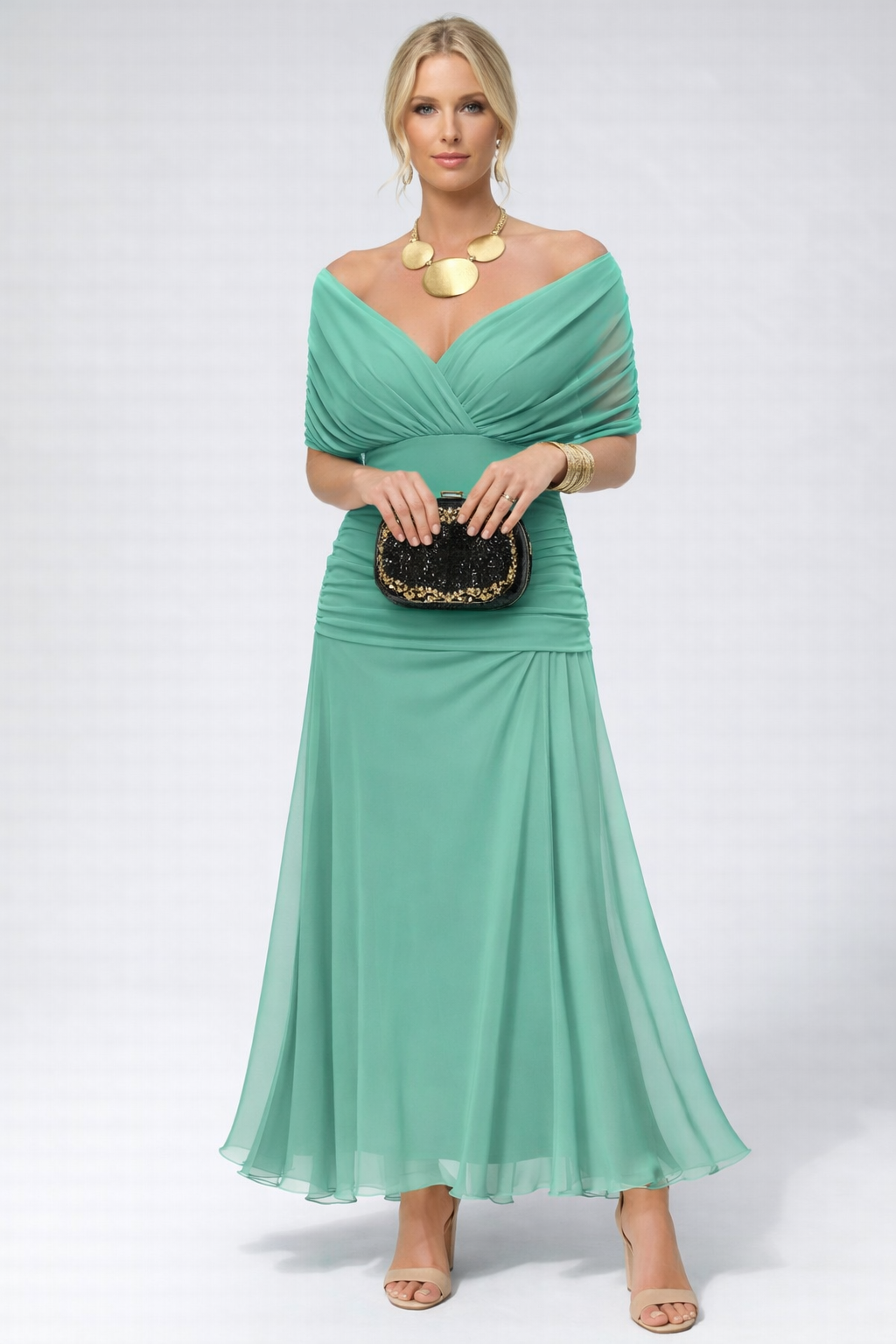 Women's Flowing Floral Long Dress Off-Shoulder V-Neck Formal Elegant Wedding Guest Casual – Lilly