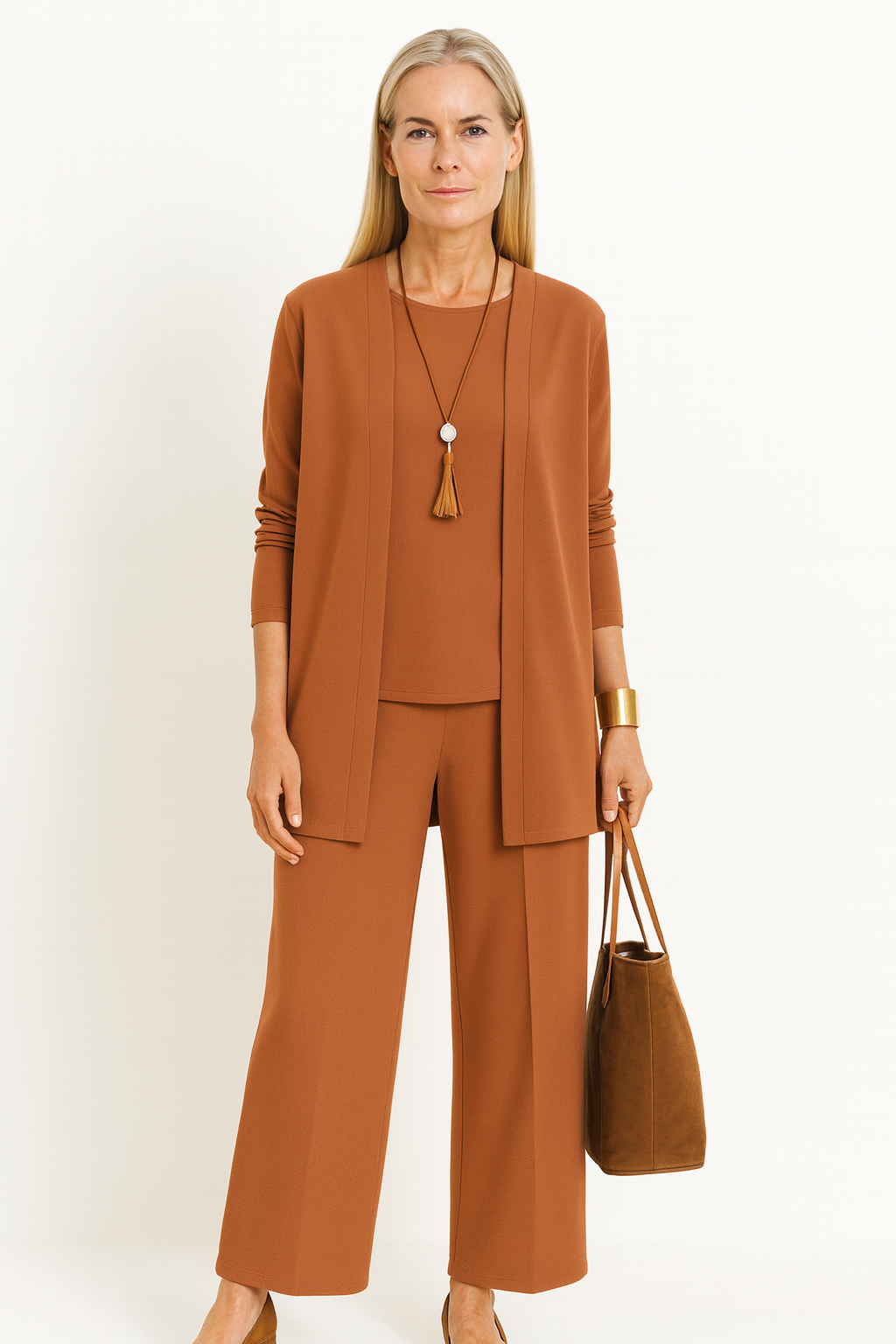 Women's Elegant 3-Piece Set Blazer Vest Wide-Leg Pants Lightweight Flattering Casual Chic – Pin