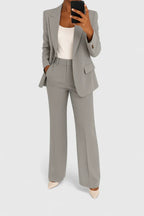 Women's Elegant Two-Piece Suit Set Tailored Blazer Wide-Leg Pants Workwear Formal Chic – Palynette