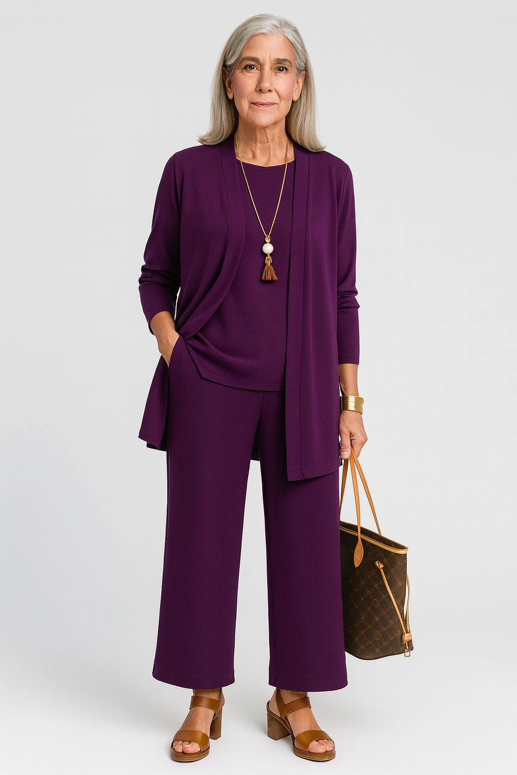 Women's Elegant 3-Piece Set Blazer Vest Wide-Leg Pants Lightweight Flattering Casual Chic – Pin
