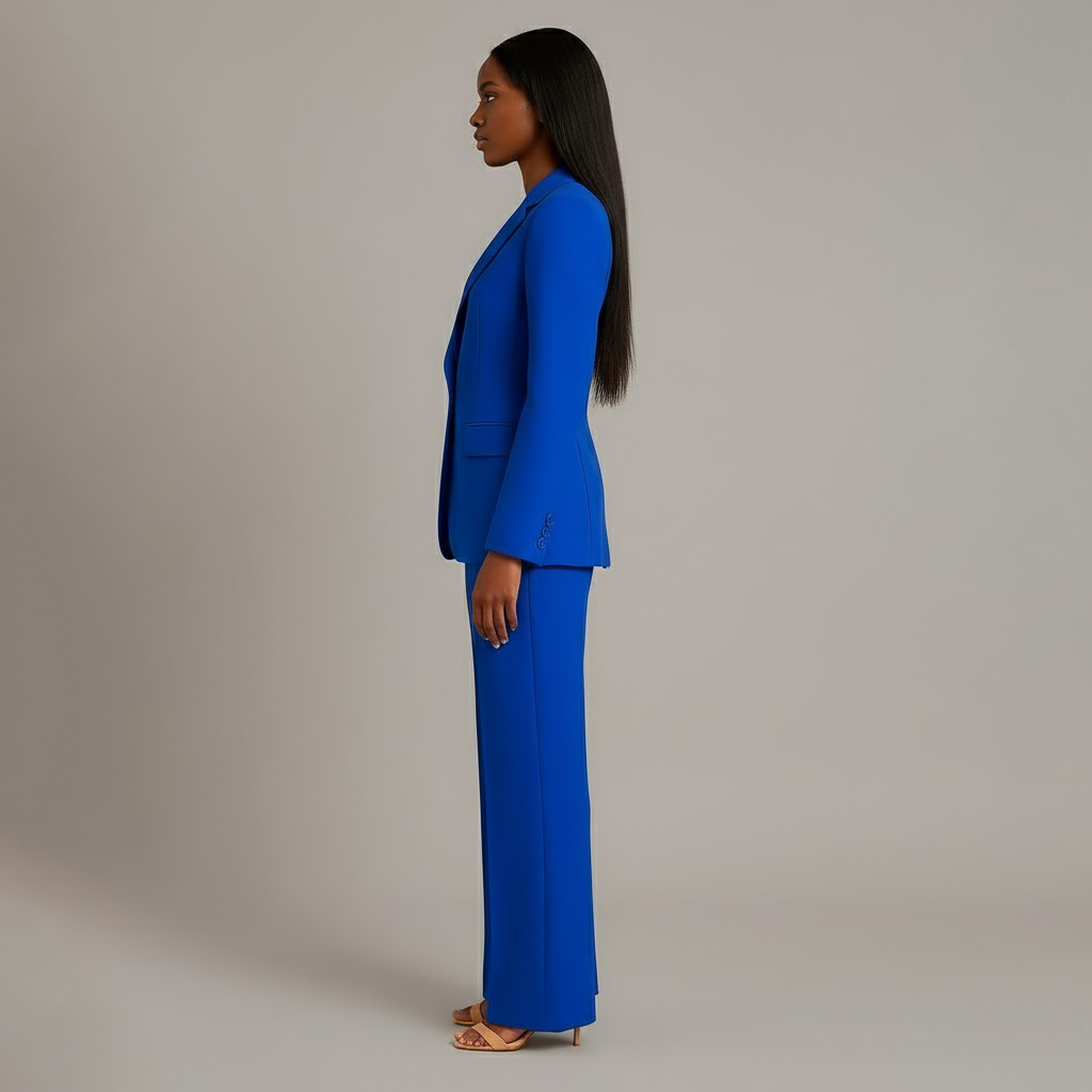 Women's Formal Tailored Suit Set Structured Long Blazer Slim-Fit Wide-Leg Pants Office Elegant – Christi