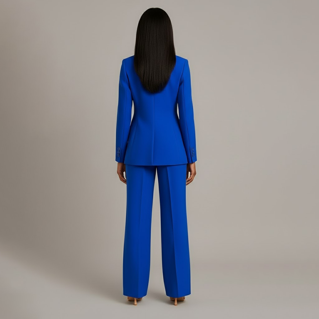Women's Formal Tailored Suit Set Structured Long Blazer Slim-Fit Wide-Leg Pants Office Elegant – Christi