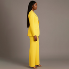 Women's Formal Tailored Suit Set Structured Long Blazer Slim-Fit Wide-Leg Pants Office Elegant – Christi